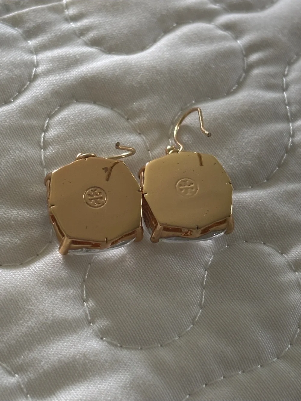 Tory Burch Gold Octagon Logo Drop Earring